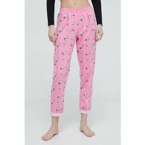 United Colors of Benetton pantaloni de pijama x Peanuts femei, culoarea roz imagine