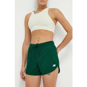 New Balance pantaloni scurti femei, culoarea verde, neted, medium waist, WS41510NWG imagine