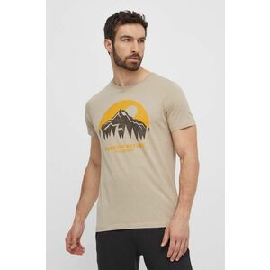 Fjallraven tricou din bumbac Nature barbati, culoarea bej, cu imprimeu, F87053 imagine