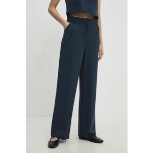Answear Lab pantaloni femei, culoarea albastru marin, drept, high waist imagine