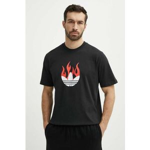 adidas Originals tricou din bumbac Flames barbati, culoarea negru, cu imprimeu, IS0178 imagine