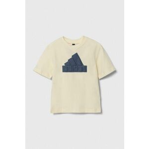 adidas tricou de bumbac pentru copii culoarea bej, cu imprimeu imagine
