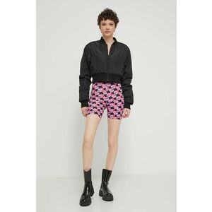 Karl Lagerfeld Jeans pantaloni scurti femei, culoarea roz, modelator, high waist imagine