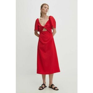 Answear Lab rochie culoarea rosu, midi, evazati imagine