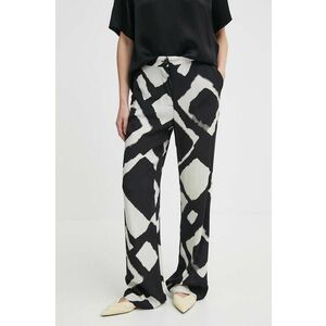 Sisley pantaloni femei, culoarea negru, lat, high waist imagine