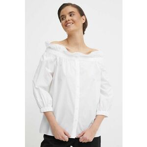 Mos Mosh bluza din bumbac femei, culoarea alb, neted imagine