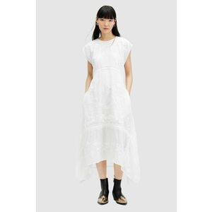 AllSaints rochie din bumbac GIANNA EMB DRESS culoarea alb, maxi, evazati, WD588Z imagine