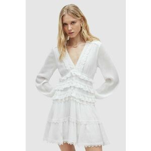 AllSaints rochie ZORA DRESS culoarea alb, mini, evazati, WD462Y imagine