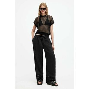 AllSaints pantaloni din in JADE LINEN TROUSER culoarea negru, drept, high waist, W028TA imagine