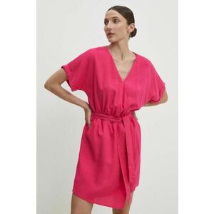 Answear Lab rochie din in culoarea roz, mini, evazati imagine