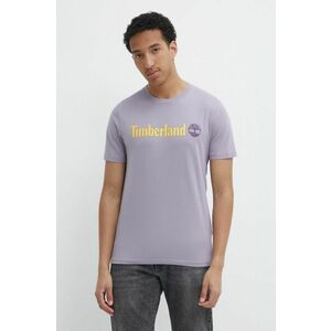 Timberland tricou din bumbac barbati, culoarea violet, cu imprimeu, TB0A5UPQEG71 imagine