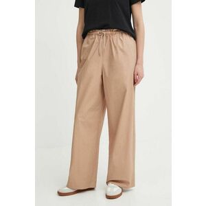 Sisley pantaloni de bumbac culoarea bej, lat, high waist imagine