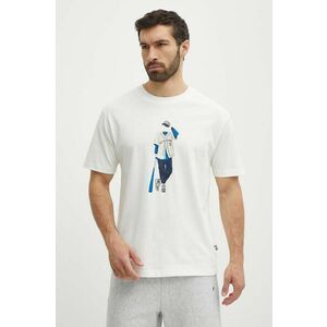 New Balance tricou din bumbac barbati, culoarea bej, cu imprimeu, MT41577SST imagine
