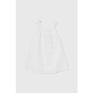 United Colors of Benetton rochie din in pentru copii culoarea alb, mini, evazati imagine