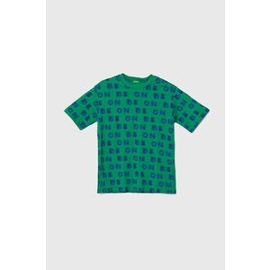 United Colors of Benetton tricou de bumbac pentru copii culoarea verde, modelator imagine