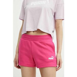 Puma pantaloni scurți femei, culoarea roz, uni, high waist, 586825 imagine