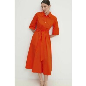 Answear Lab rochie din bumbac culoarea portocaliu, midi, evazati imagine