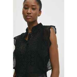 Answear Lab camasa din bumbac femei, culoarea negru, cu guler clasic, regular imagine