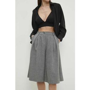 Answear Lab pantaloni scurti femei, culoarea gri, neted, high waist imagine