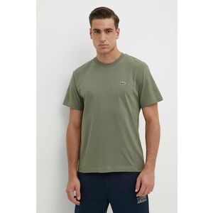 Lacoste tricou din bumbac barbati, culoarea verde, neted imagine