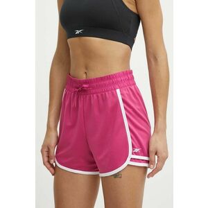 Reebok pantaloni scurți de antrenament Identity Training culoarea roz, cu imprimeu, high waist, 100022497 imagine
