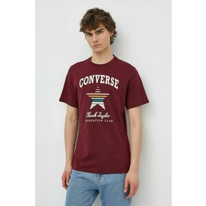 Converse tricou din bumbac culoarea bordo, cu imprimeu imagine