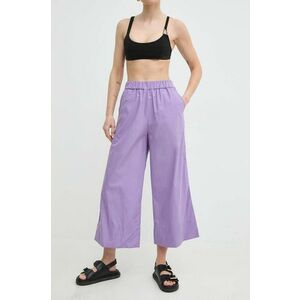 MAX&Co. pantaloni de bumbac culoarea violet, lat, high waist, 2416131024200 2416130000000 imagine