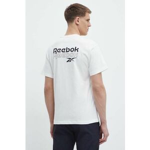 Reebok tricou din bumbac Brand Proud barbati, culoarea bej, cu imprimeu, 100076380 imagine
