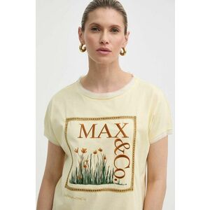 MAX&Co. tricou din bumbac x FATMA MOSTAFA femei, culoarea galben, 2416941018200 2416940000000 imagine