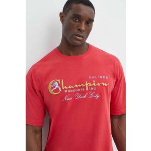 Champion tricou din bumbac barbati, culoarea rosu, cu imprimeu, 219998 imagine
