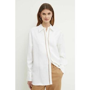 BOSS cămașă din amestec de in culoarea alb, cu guler clasic, relaxed 50514716 imagine