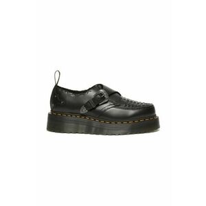 Dr. Martens pantofi de piele Ramsey Quad Monk femei, culoarea negru, cu platforma, DM31680001 imagine