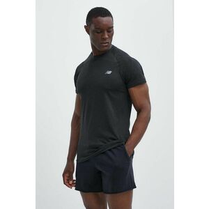 New Balance tricou de antrenament Knit culoarea negru, neted, MT41080BK imagine