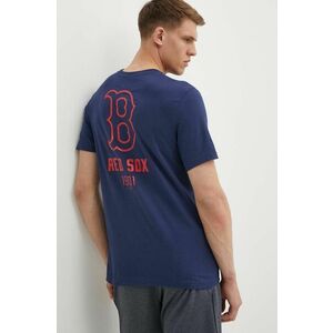 Nike tricou din bumbac Boston Red Sox barbati, culoarea albastru marin, cu imprimeu imagine