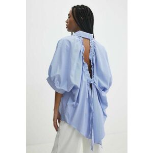 Answear Lab camasa din bumbac femei, culoarea albastru marin, cu guler clasic, relaxed imagine