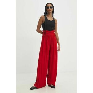 Answear Lab pantaloni femei, culoarea rosu, lat, high waist imagine
