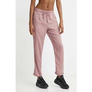 Picture pantaloni Chimany femei, culoarea roz, drept, high waist, WJS012 imagine