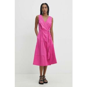 Answear Lab rochie din bumbac culoarea roz, midi, evazati imagine
