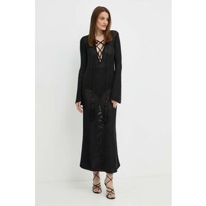 Luisa Spagnoli rochie din in RUNWAY COLLECTION culoarea negru, maxi, drept, 58359 imagine