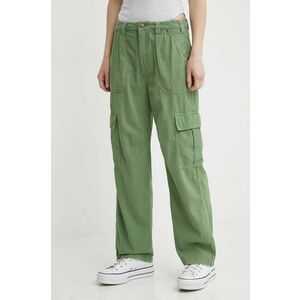 Billabong pantaloni de bumbac culoarea verde, lat, high waist, ABJNP00419 imagine
