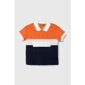 United Colors of Benetton tricouri polo din bumbac pentru copii culoarea portocaliu, modelator imagine