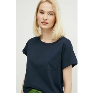 Sisley tricou din bumbac femei, culoarea albastru marin imagine