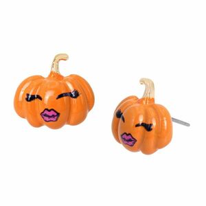 Bijuterii Femei Betsey Johnson Pumpkin Face Stud Earrings OrangeGold imagine