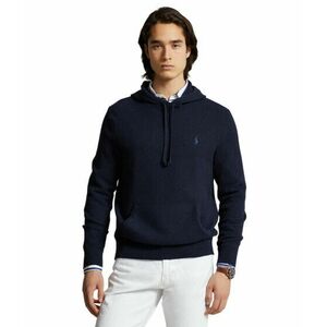 Imbracaminte Barbati Polo Ralph Lauren Woven-Stitch Cotton Hooded Sweater Navy HTHR imagine