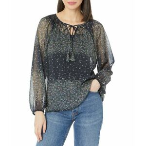 Imbracaminte Femei Liverpool Long Sleeve Shirred Blouse with Neck Ties Midnight Garden imagine