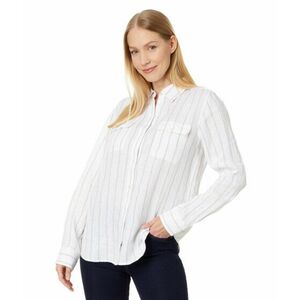 Imbracaminte Femei Vineyard Vines Easy Linen Camp Shirt Skinny Stripe - White CapCappuccino imagine
