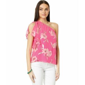 Imbracaminte Femei Lilly Pulitzer Sarahleigh One Shoulder Silk Blend Top Roxie Pink Anniversary Silk Clip imagine