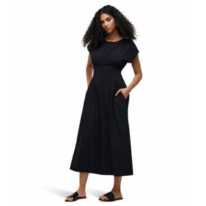 Imbracaminte Femei Madewell Smocked-Waist Midi Dress in Stripe Seersucker True Black imagine