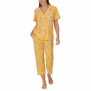 Imbracaminte Femei BedHead Pajamas Organic Cotton Short Sleeve Cropped PJ Set Marigold Blossom imagine