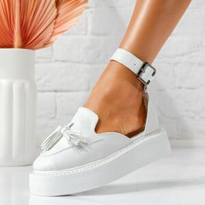 Pantofi casual dama albi din piele ecologica Lena #19340 imagine